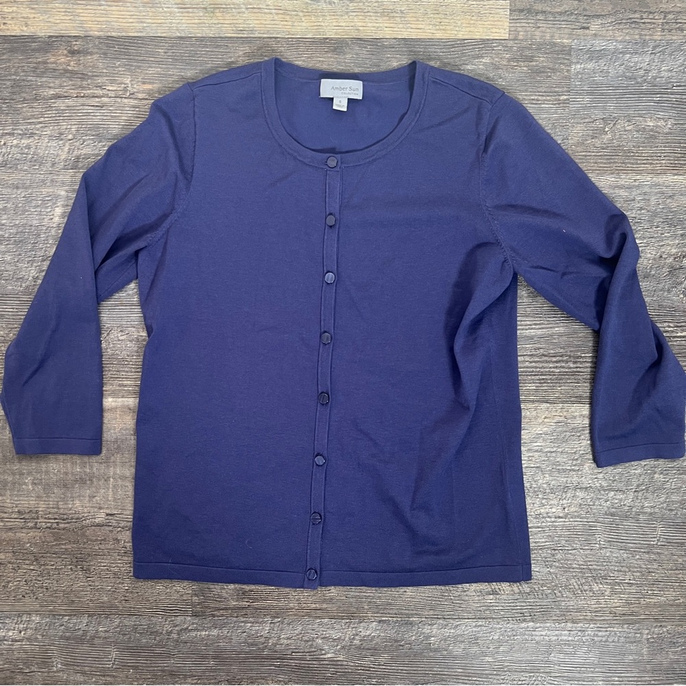 Amber Sun purple silk blend Button-Up Cardigan sweater size small S B98